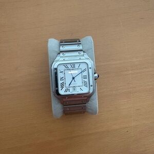 Men's Silver and Brown Watch